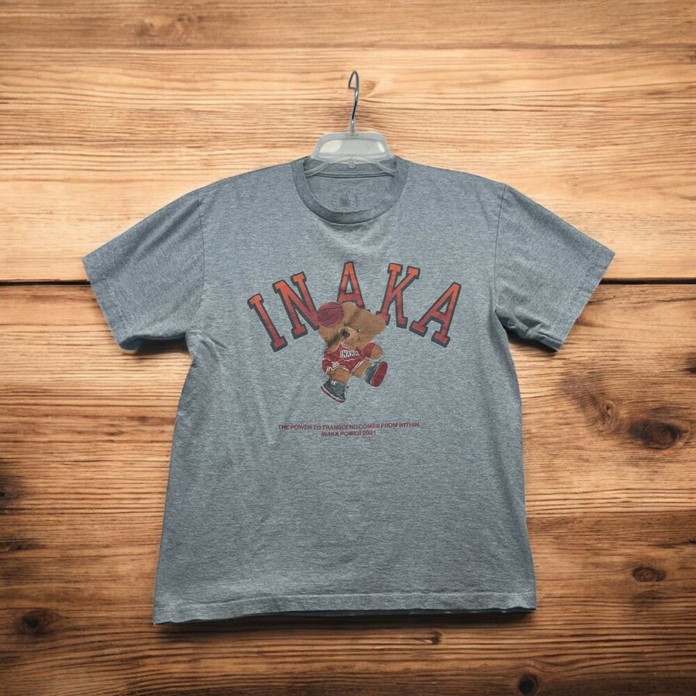 INAKA Power Teddy Bear Basketball Hoop Graphic Gray Men’s T-Shirt M 2021